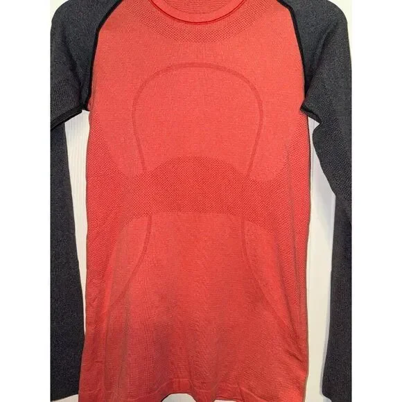 Lululemon Run Swiftly Tech Orange Gray Heather Long Sleeve Shirt Size 6 - Picture 9 of 12